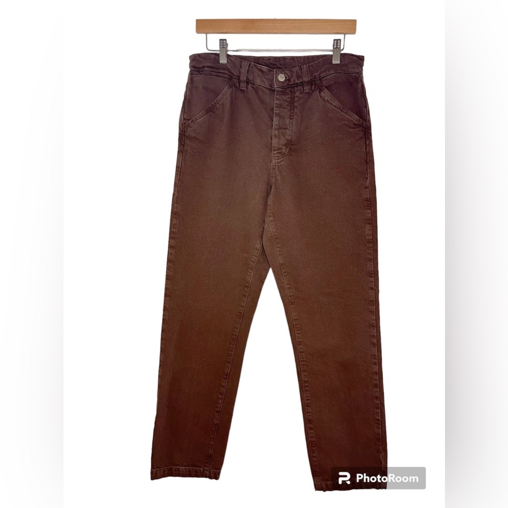 Zara workwear denim pants in chocolate brown, 30” waist.